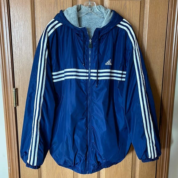 adidas Other - Vintage Adidas Blue and Gray Reversible Jacket 90's Size Large Y2K Bomber